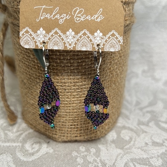 NEW - Handmade Brick Stich Boho Beaded Earrings - Picture 1 of 4
